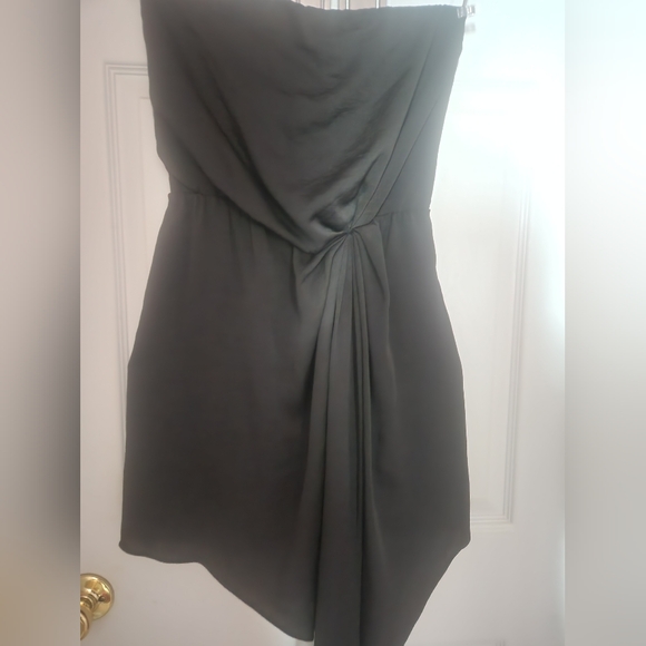 EXPRESS black Strapless twist front dress with dangling sash - Picture 7 of 8